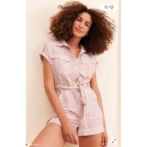 Love + Harmony Floral Cuffed Romper $98 Retail Med & Lg EUC